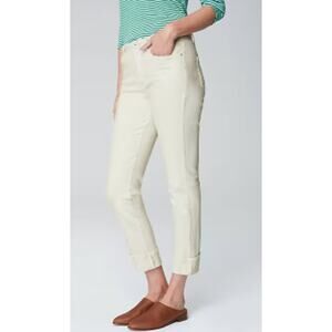 J.Jill‎ High-Rise Cropped Straight-Leg Cuffed Jeans White Size 8